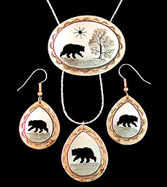 bear earrings brooch pin pendant necklace