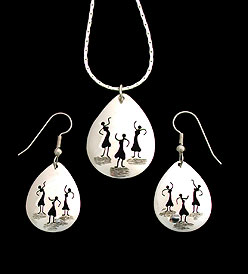 dancing dance sisters sister woman women earrings necklace pendant