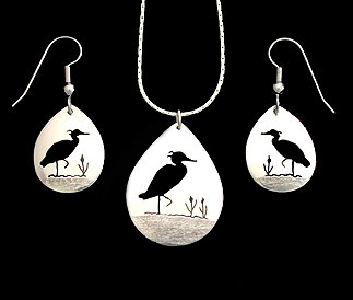 earrings pendant necklace heron