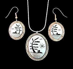 loon tree of life necklace pendant earrings