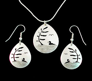 earrings pendant necklace tree of life loon