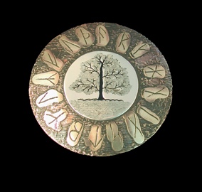 rune tree pin brooch