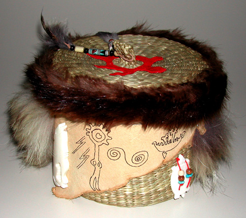 smudge basket smudging spiritual feather fur turtle